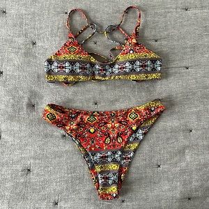 Floral Paisley Strappy Bikini Set